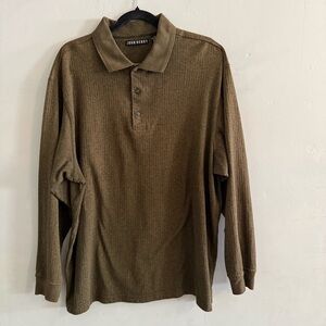 John Henry Ribbed Cotton Blend Long Sleeve Collared Shirt